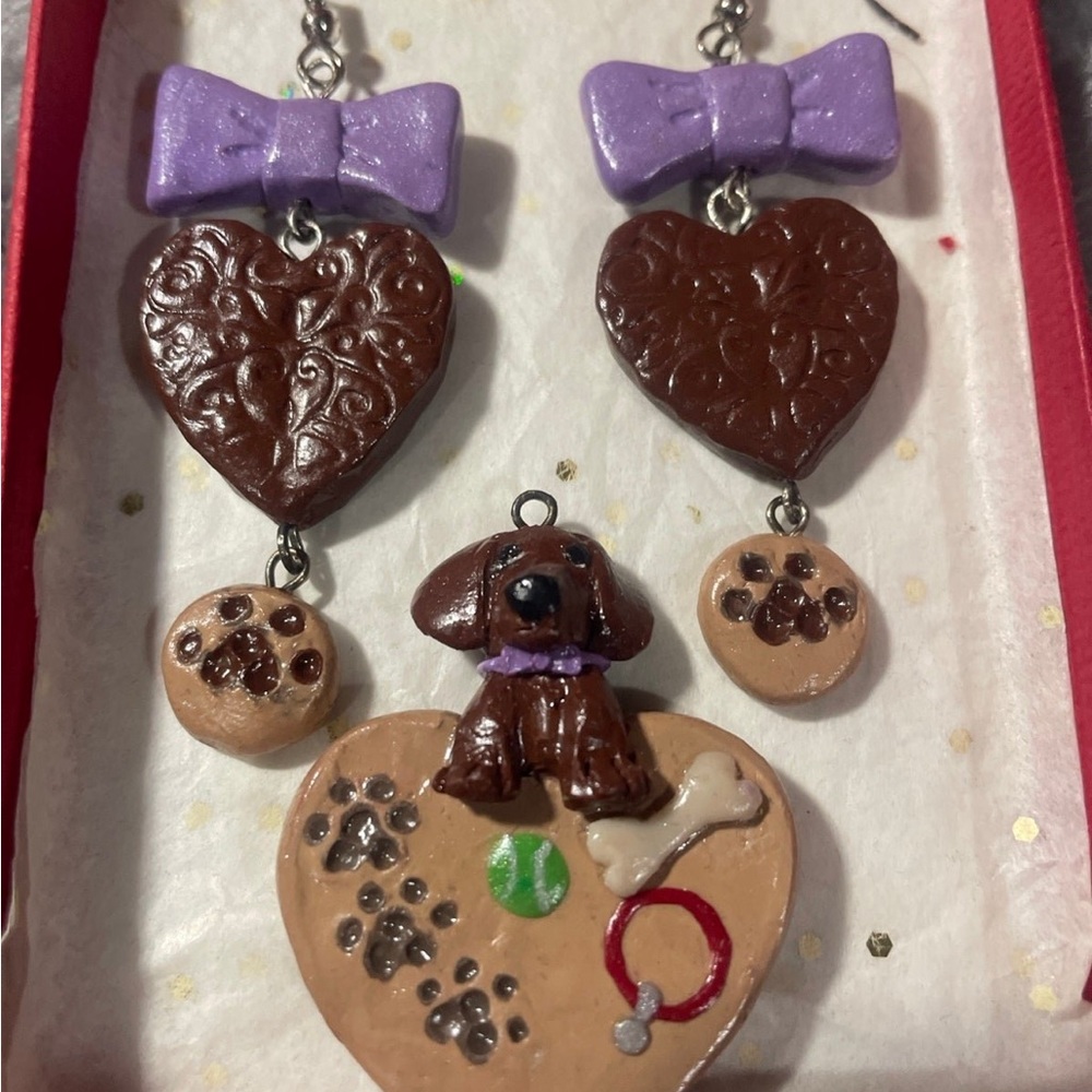 Hand crafted dog jewelry set